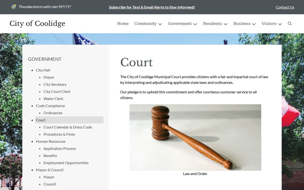 Coolidge Municipal Court city information page