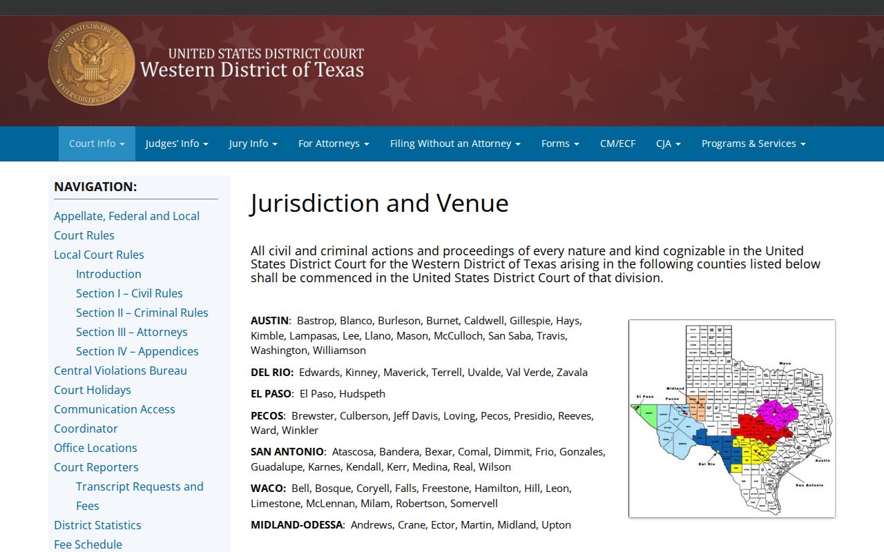 Western District of Texas jurisdiction and Waco Division venue information