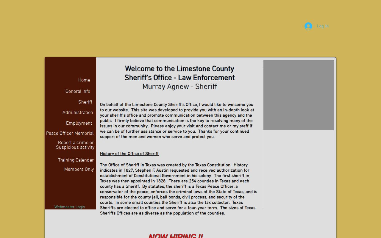 Limestone County active warrant records, official Sheriff's Office page
